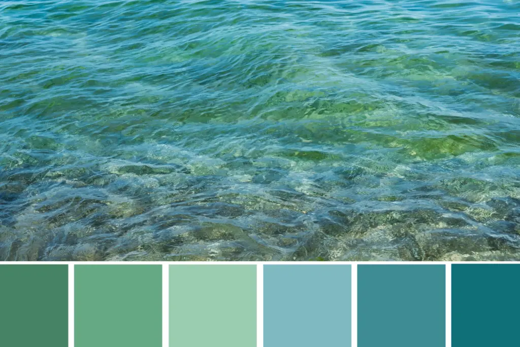 Image of ocean boxes showing color shades below