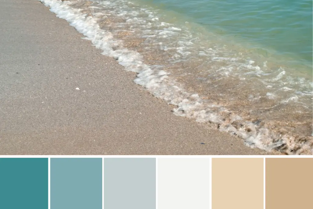 sea and sand picture, color swatches to match